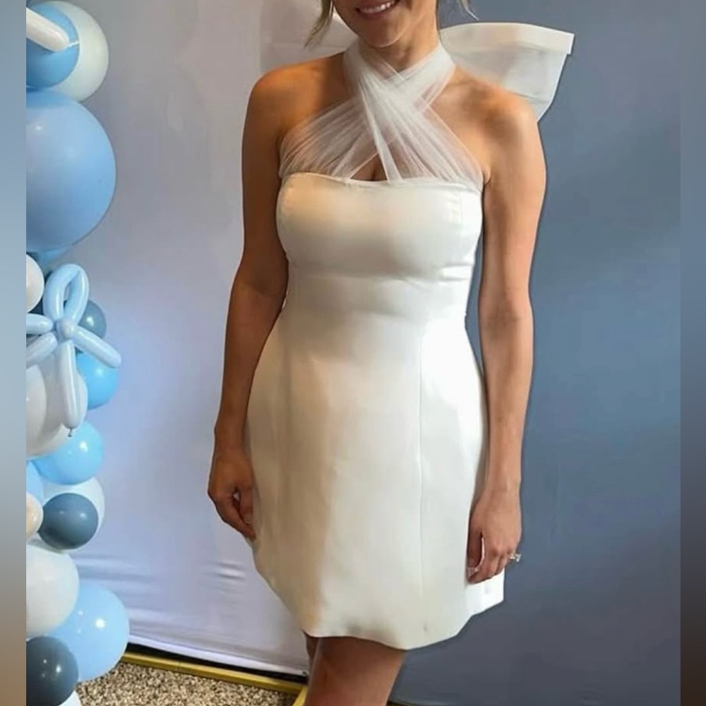 Tulle Bow Satin Mini Dress